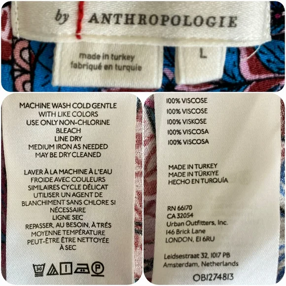 By Anthropologie Robin Tiered Mini Dress L Boho Floral Festival Flowy Patchwork - Picture 17 of 17